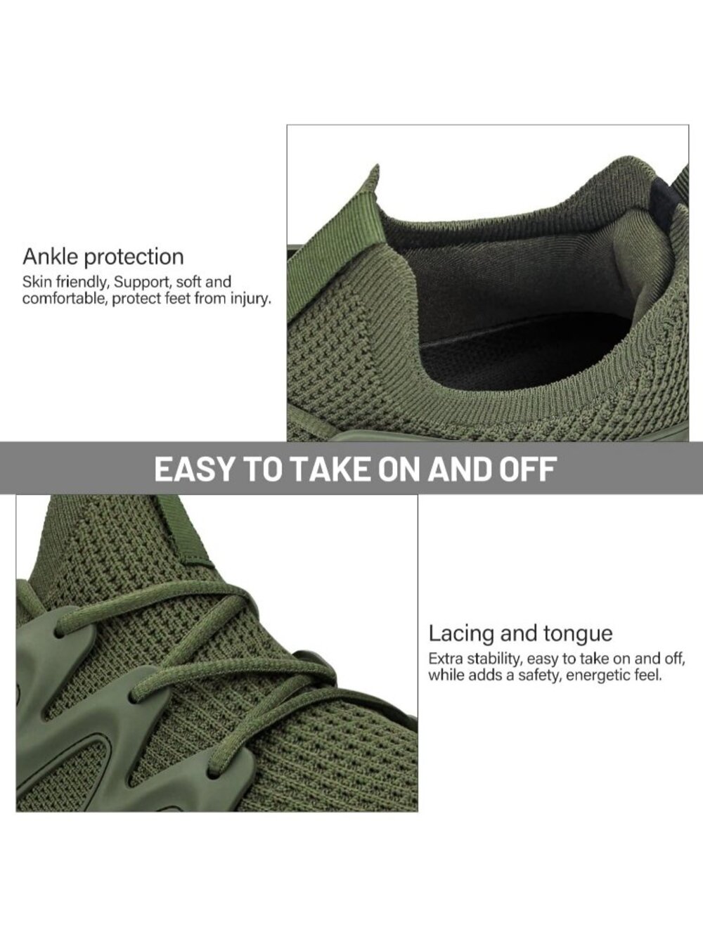 Women's Green Lightweight Non Slip Workout Breathable Mesh Solid Walking Sneaker - Picture 6 of 6
